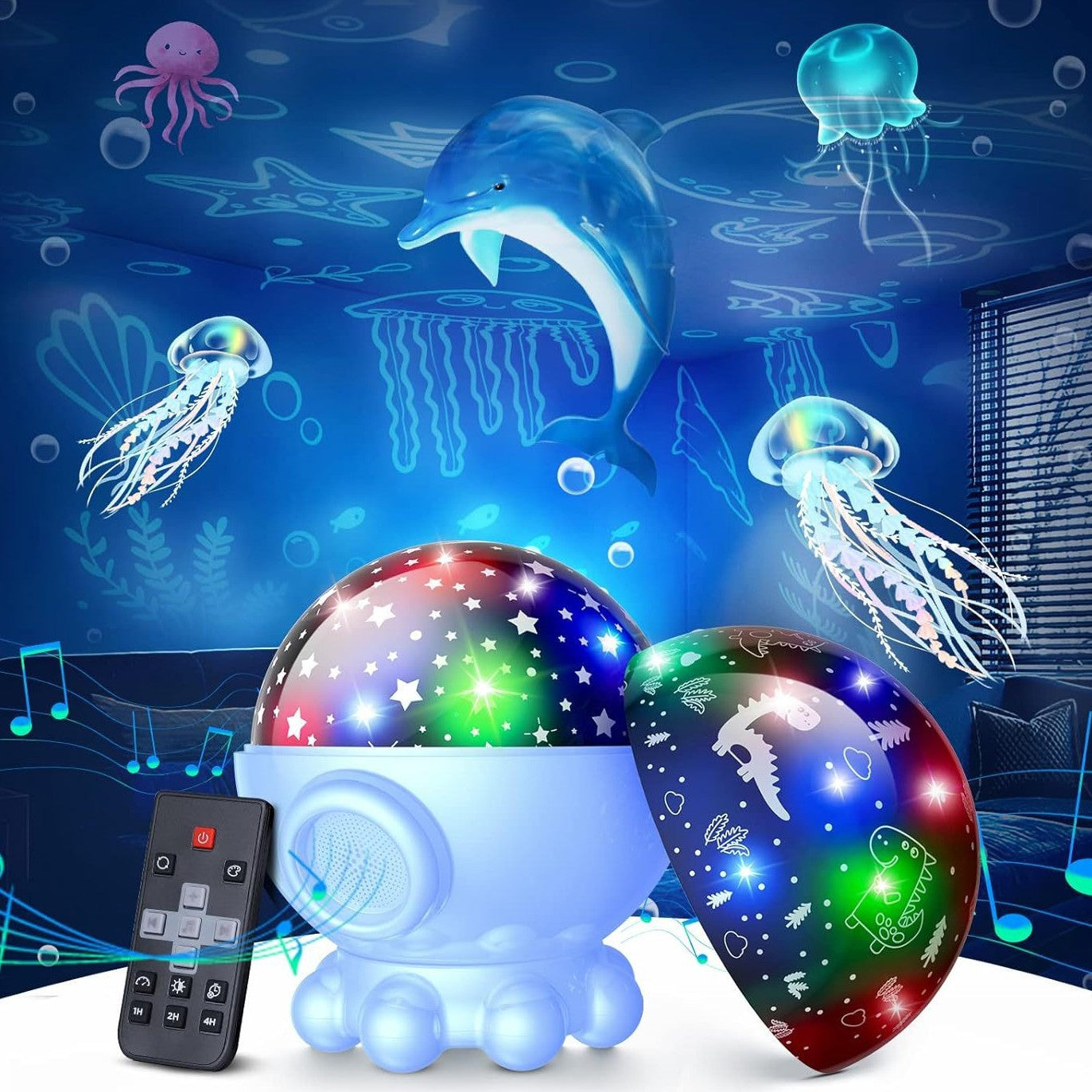 Octopus Starry Sky Light RGB Creative Remote Jellyfish Music Projection Lamp