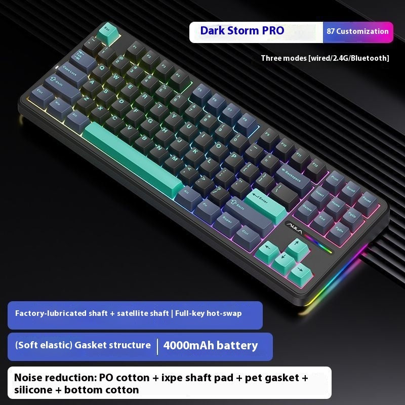 F87 Mechanical Keyboard RGB Customized Three-mode Wireless Bluetooth Game